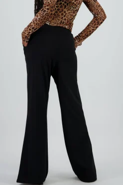 Pantalon flare detalle franja contraste