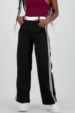 Pantalon fluido detalle contraste franja