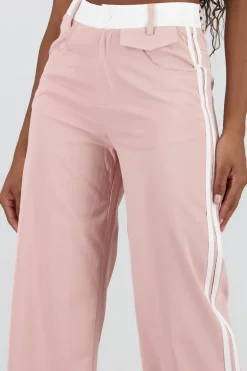 Pantalon fluido detalle contraste franja