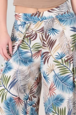 Pantalon pinzas estampado tropical