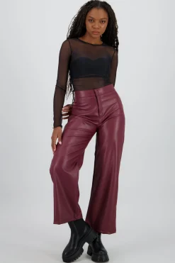 Pantalon pu recto pretina