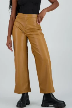 Pantalon pu recto pretina