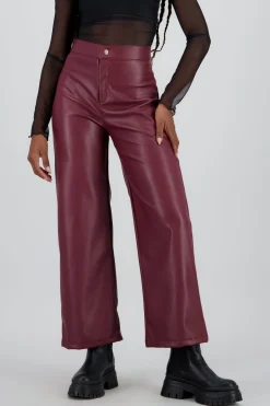 Pantalon pu recto pretina