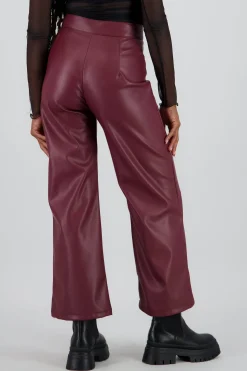 Pantalon pu recto pretina