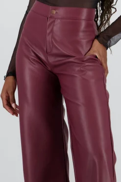Pantalon pu recto pretina