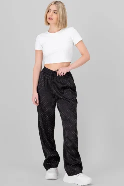 Pantalon satin rhinestones