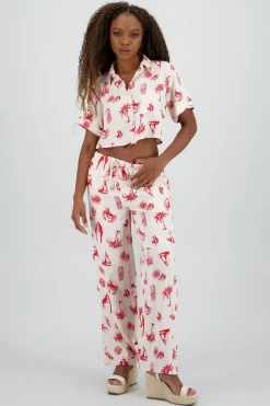 Pantalon tropical con mini print