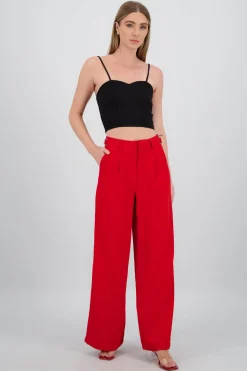 Pantalon wide leg detalle pretina