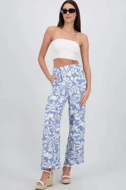 Pantalon wide leg estampado flores