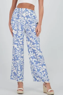 Pantalon wide leg estampado flores