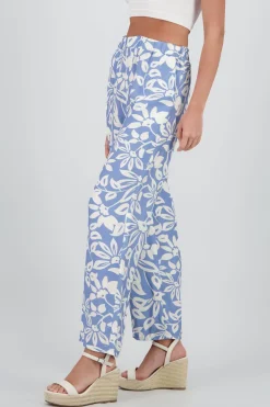 Pantalon wide leg estampado flores