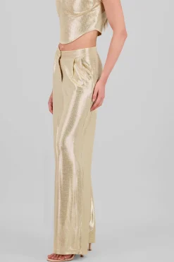 Pantalon wide leg fluido brillos