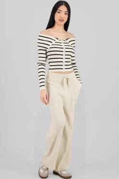 Pantalon wide leg tejido bolsas