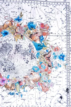 Pañuelo estampado flores constelaciones