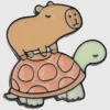 Pin capibara sobre tortuga