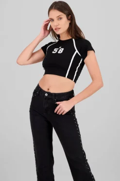 Playera contraste estampado