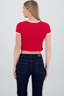 Playera contraste estampado osito