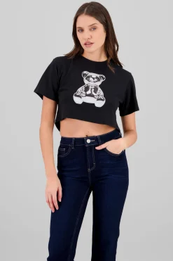 Playera corta oso metalico