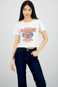 Playera crop estampado fresas