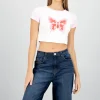 Playera crop estampado mariposa