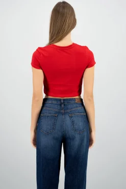 Playera crop estampado osito