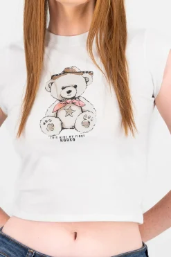 Playera espampado oso vaquero