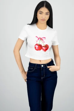 Playera estampada cerezas