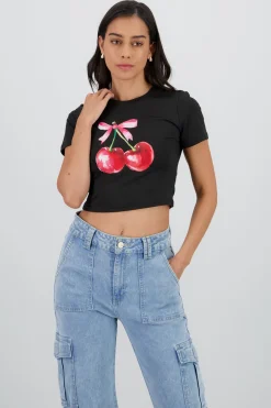 Playera estampada cerezas