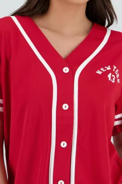 Playera jersey estampado contraste