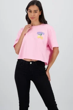 Playera manga corta crop estampado limones