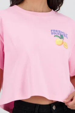 Playera manga corta crop estampado limones