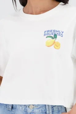 Playera manga corta crop estampado limones