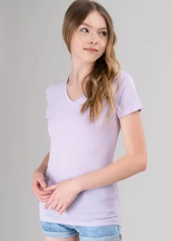 Playera manga corta escote v liso