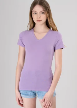 Playera manga corta escote v liso