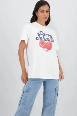 Playera manga corta estampado frutas