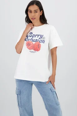 Playera manga corta estampado frutas