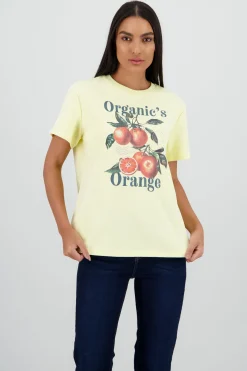 Playera manga corta oversize estampado naranjas