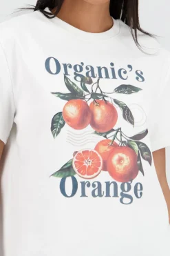 Playera manga corta oversize estampado naranjas