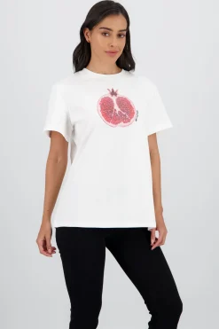 Playera oversize manga corta estampado granada