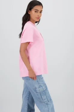 Playera oversize manga corta estampado granada