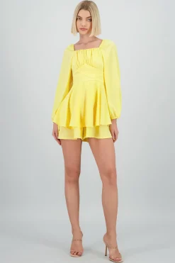 Romper liso con mangas abullonadas