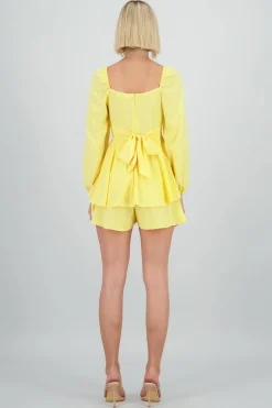 Romper liso con mangas abullonadas