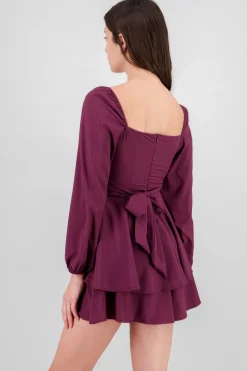 Romper liso con mangas abullonadas