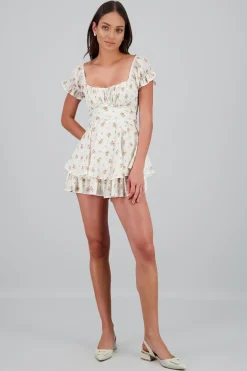 Romper olanes flores con rayas lurex