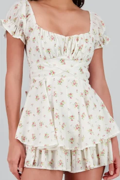 Romper olanes flores con rayas lurex