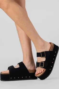 Sandalia doble plataforma dos hebillas tiras