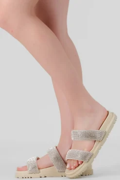 Sandalia Dos Tiras Brillos Slide