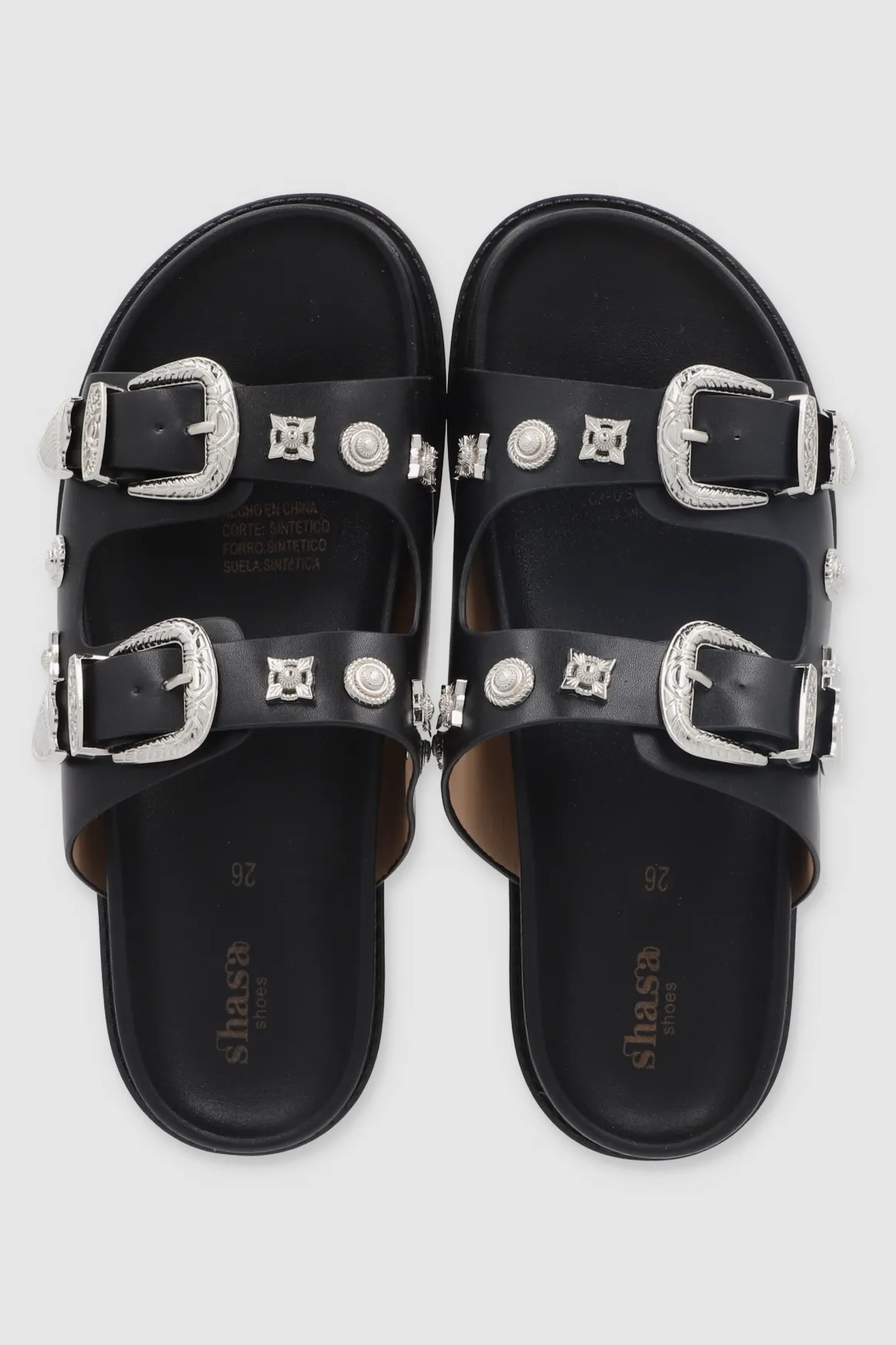 Sandalia dos tiras hebillas vaqueras