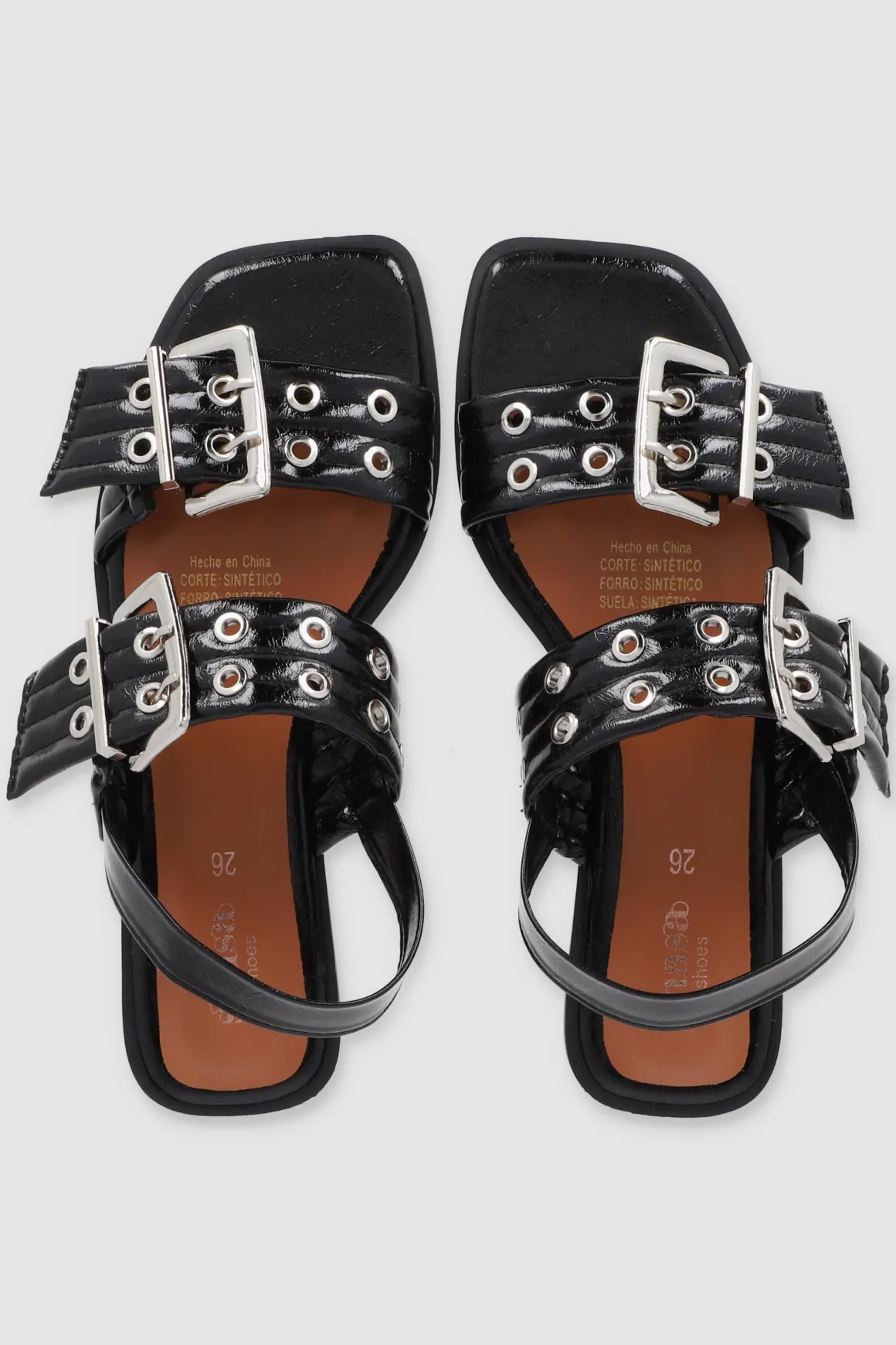 Sandalia hebilla doble eyelets slingback