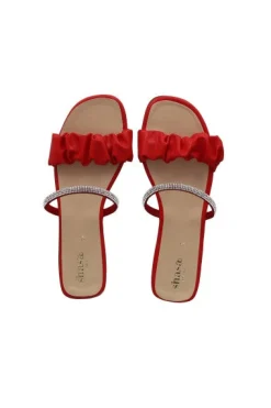 Sandalia Pala Tira Rugosa Brillos